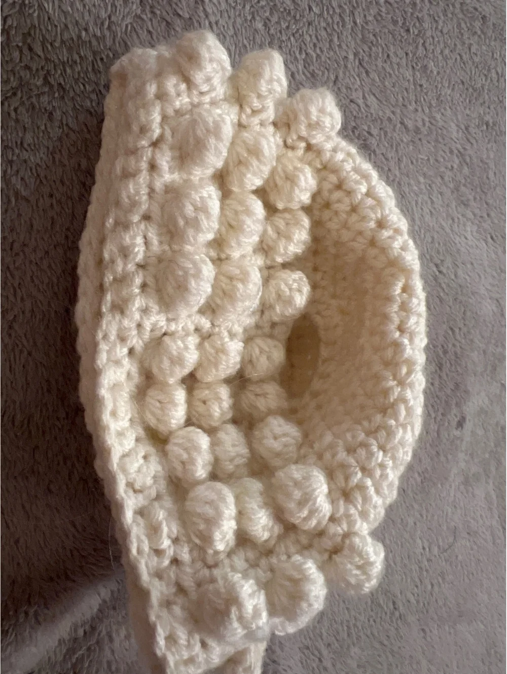 Handmade Cream Crochet Bobble Beanie Hat